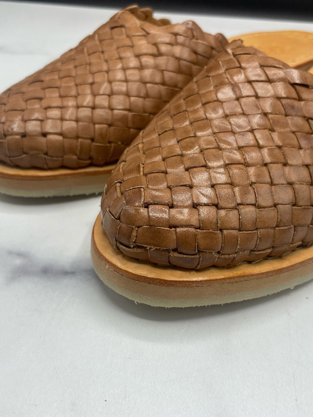 Woven Leather Slip-On Mules in Brown - Picture 2 of 7